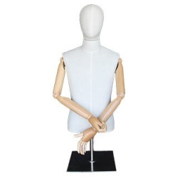 Male Half Body mannequin with wooden Arms Metal Base BFMH-1SM