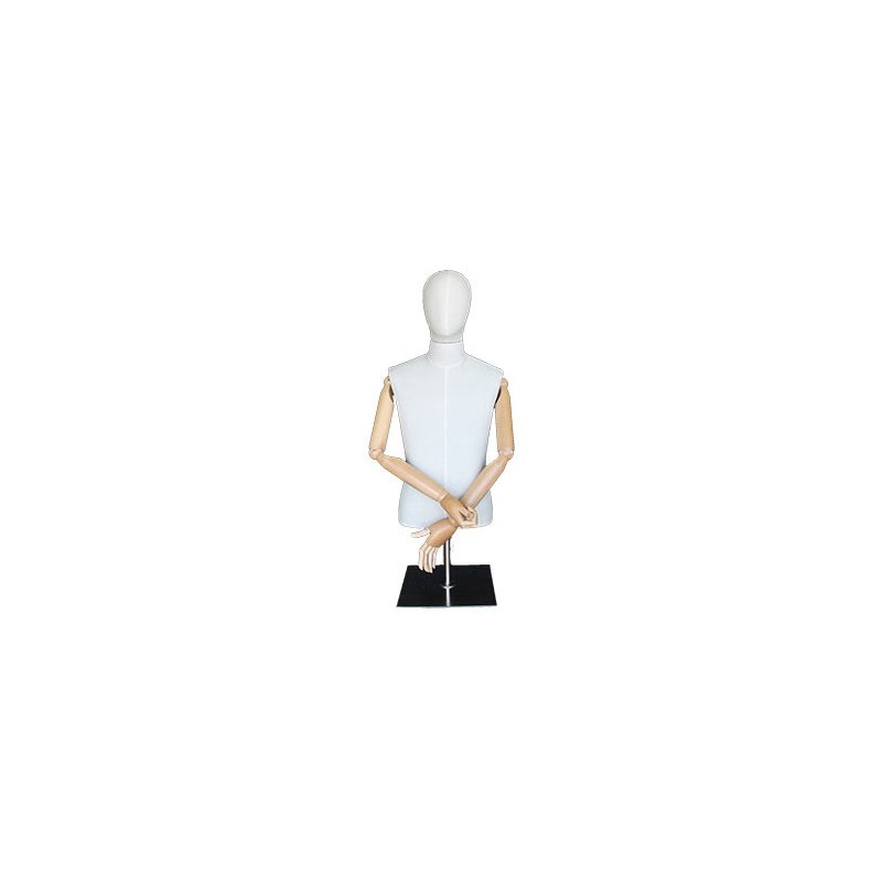 Male Half Body mannequin with wooden Arms Metal Base BFMH-1SM