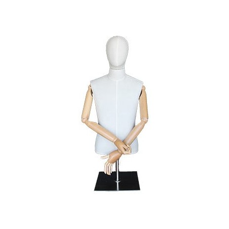 Male Half Body mannequin with wooden Arms Metal Base BFMH-1SM