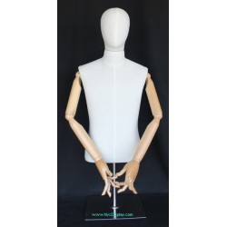 Male Half Body mannequin with wooden Arms Metal Base BFMH-1SM