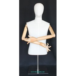 Male Half Body mannequin with wooden Arms Metal Base BFMH-1SM