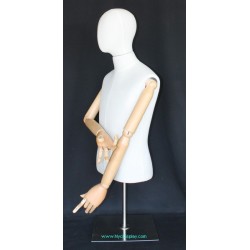 Male Half Body mannequin with wooden Arms Metal Base BFMH-1SM