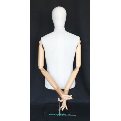 Male Half Body mannequin with wooden Arms Metal Base BFMH-1SM