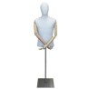 Male Half Body mannequin with wooden Arms Floor Metal Base BFMH-1WM