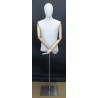 Male Half Body mannequin with wooden Arms Floor Metal Base BFMH-1WM