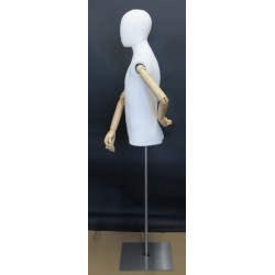 Male Half Body mannequin with wooden Arms Floor Metal Base BFMH-1WM