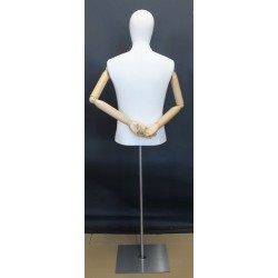 Male Half Body mannequin with wooden Arms Floor Metal Base BFMH-1WM