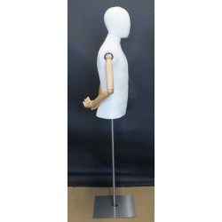 Male Half Body mannequin with wooden Arms Floor Metal Base BFMH-1WM