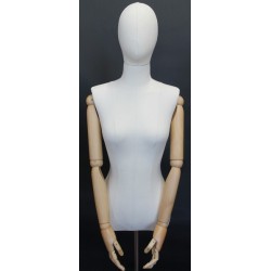 Female Half Body mannequin wooden Arms Floor Metal Base BFWH-1WM