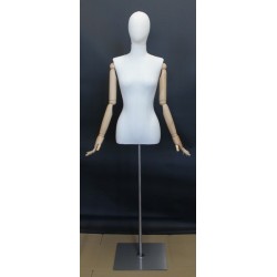 Female Half Body mannequin wooden Arms Floor Metal Base BFWH-1WM