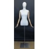 Female Half Body mannequin wooden Arms Floor Metal Base BFWH-1WM