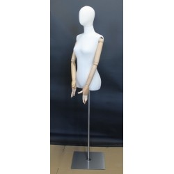 Female Half Body mannequin wooden Arms Floor Metal Base BFWH-1WM