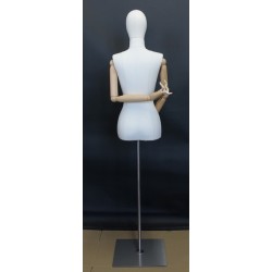 Female Half Body mannequin wooden Arms Floor Metal Base BFWH-1WM