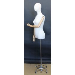 Female Half Body mannequin Arms 4 Wheel Chrome Base BFWH-1-DMB-CH