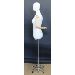 Female Half Body mannequin Arms 4 Wheel Chrome Base BFWH-1-DMB-CH