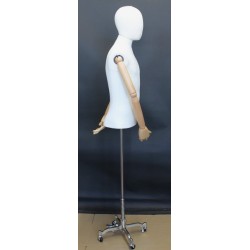 Male Half Body mannequin Arms 4 Wheel Chrome Base BFMH-1-DMB-CH