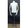 Male Half Body mannequin Arms 4 Wheel Chrome Base BFMH-1-DMB-CH