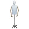 Male Half Body mannequin Arms 4 Wheel Chrome Base BFMH-1-DMB-CH