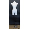 White Female 3Q Body form mannequin Chrome 4 Wheel Base BF4-DMB-CH