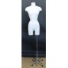 White Female 3Q Body form mannequin Chrome 4 Wheel Base BF4-DMB-CH