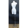 White Female 3Q Body form mannequin Chrome 4 Wheel Base BF4-DMB-CH