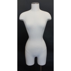 White Female 3Q Body form mannequin Chrome 4 Wheel Base BF4-DMB-CH