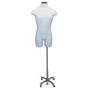 White Male 3Q Body form mannequin 4 Wheel Chrome Base MDF4-DMB-CH