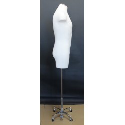 White Male 3Q Body form mannequin 4 Wheel Chrome Base MDF4-DMB-CH