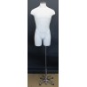 White Male 3Q Body form mannequin 4 Wheel Chrome Base MDF4-DMB-CH