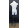 White Male 3Q Body form mannequin 4 Wheel Chrome Base MDF4-DMB-CH