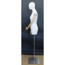 Female 3Q Body mannequin wooden Arms Floor Metal Base BFWH-2WM