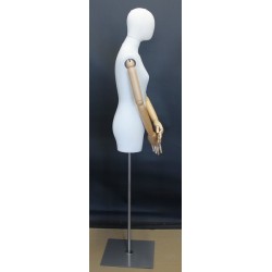 Female 3Q Body mannequin wooden Arms Floor Metal Base BFWH-2WM