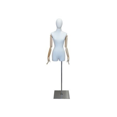 Female 3Q Body mannequin wooden Arms Floor Metal Base BFWH-2WM