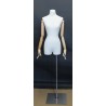 Female 3Q Body mannequin wooden Arms Floor Metal Base BFWH-2WM