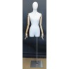 Female 3Q Body mannequin wooden Arms Floor Metal Base BFWH-2WM