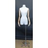 Female 3Q Body mannequin wooden Arms 4 wheel Chrome base BFWH-2WM