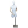 Male 3Q Body mannequin with wooden Arms Floor Metal Base BFMH-2WM