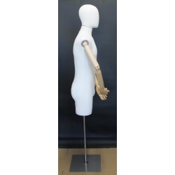 Male 3Q Body mannequin with wooden Arms Floor Metal Base BFMH-2WM