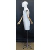 Male 3Q Body mannequin with wooden Arms Chrome 4 Wheel Base BFMH-2-DMB-CH