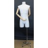 Male 3Q Body mannequin with wooden Arms Chrome 4 Wheel Base BFMH-2-DMB-CH