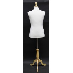 Size M White Male Dress form mannequin wooden tripod base MDF61W-FR