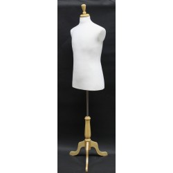 Size M White Male Dress form mannequin wooden tripod base MDF61W-FR