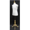 Size M White Male Dress form mannequin wooden tripod base MDF61W-FR