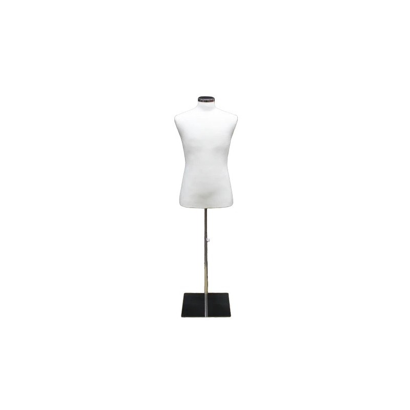 Size M White Male Dress form mannequin Metal Neck Base MDF61-WM