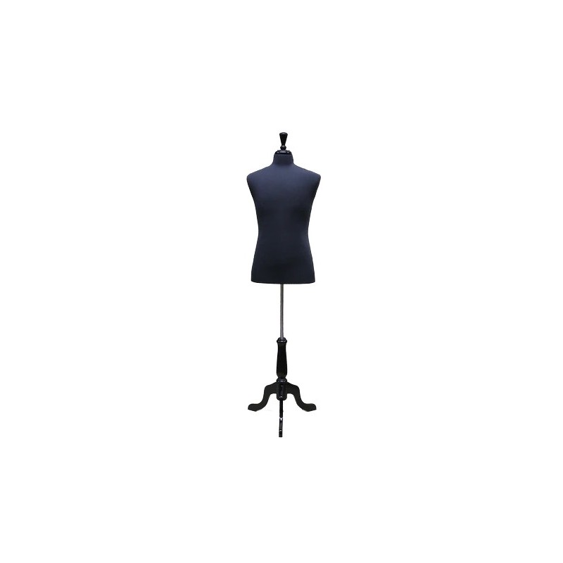 Size M Black Male Dress form mannequin Black tripod base MDF61B-BK