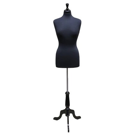 Size 8/10 Black Female Dress form mannequin Black tripod base B68B-BK