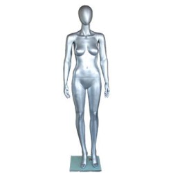 Matte Silver Egg Head Female Mannequin -SFW45E-ST