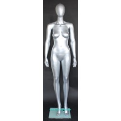 Matte Silver Egg Head Female Mannequin -SFW45E-ST