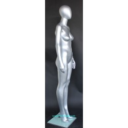 Matte Silver Egg Head Female Mannequin -SFW45E-ST