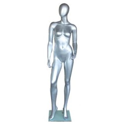 Matte Silver Egg Head Standing Female Mannequin -SFW43E-ST